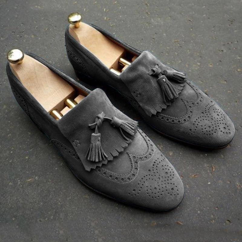 New Men's Suede Fringe Slip Ons Loafer Tassel Shoes