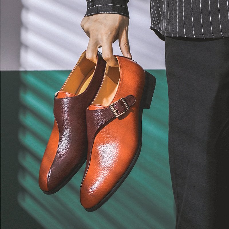 Men's Fashion Monk Shoes Pacthwork Business Dress Shoes