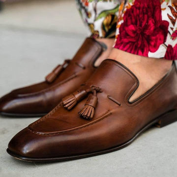Brown Tassel Classic Loafers Men's Shoes