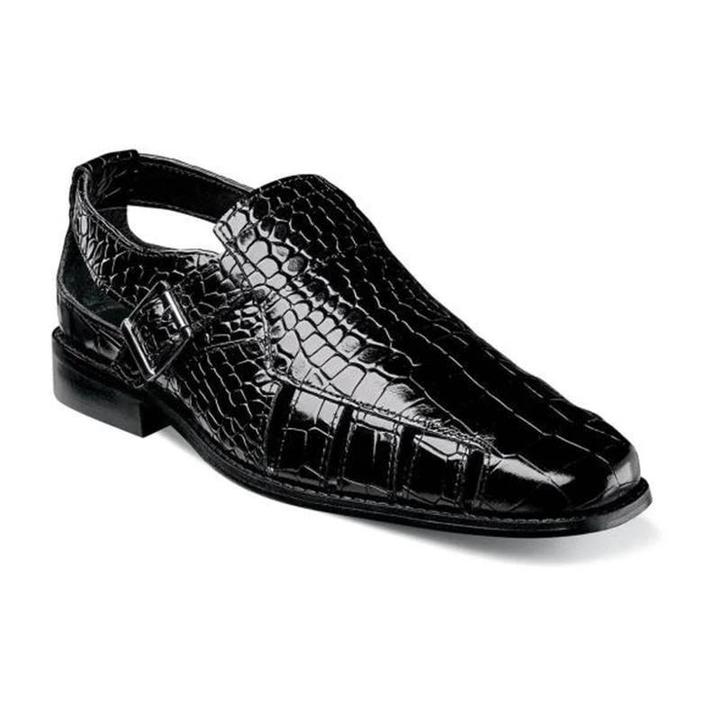 Casual Crocodile Print Leather Fisherman Sandals