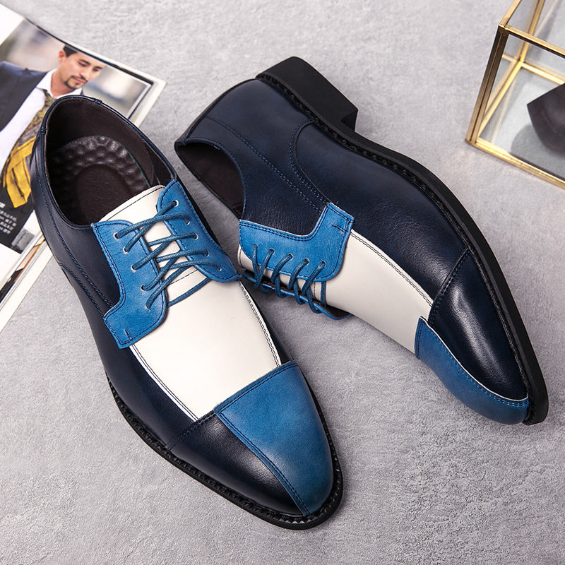 Men's Formal Dress Fashion Contrast Color Business Leather Shoes