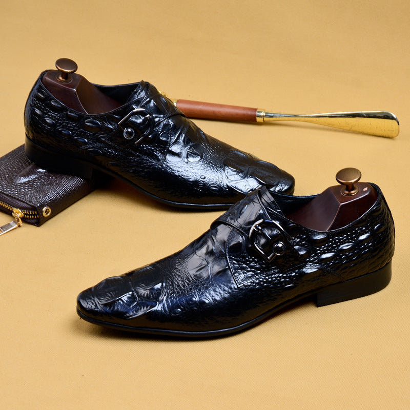 Men's Crocodile Leather Buckle Shoes