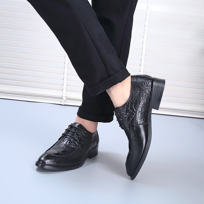 Men's Casual Crocodile Pattern Soft Surface Shoes
