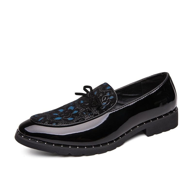 Printed Reflective Shiny Fashion Trendy Men's Leather Shoes