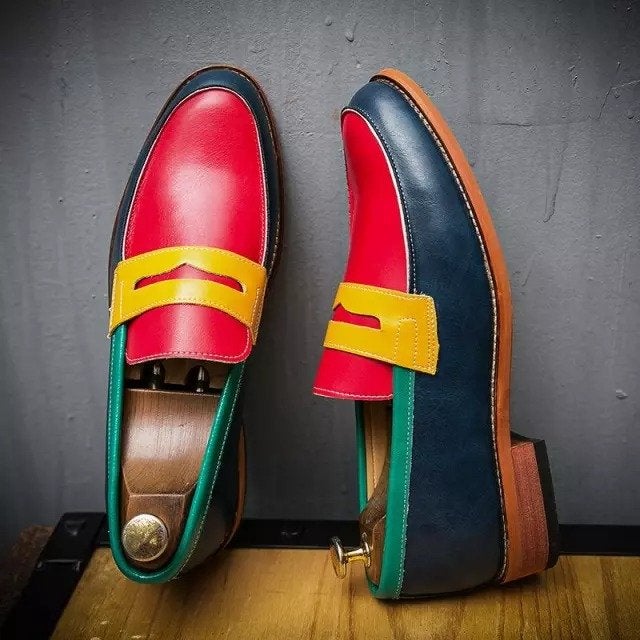 Color Mask Classic Fashion Handmade Male Loafers