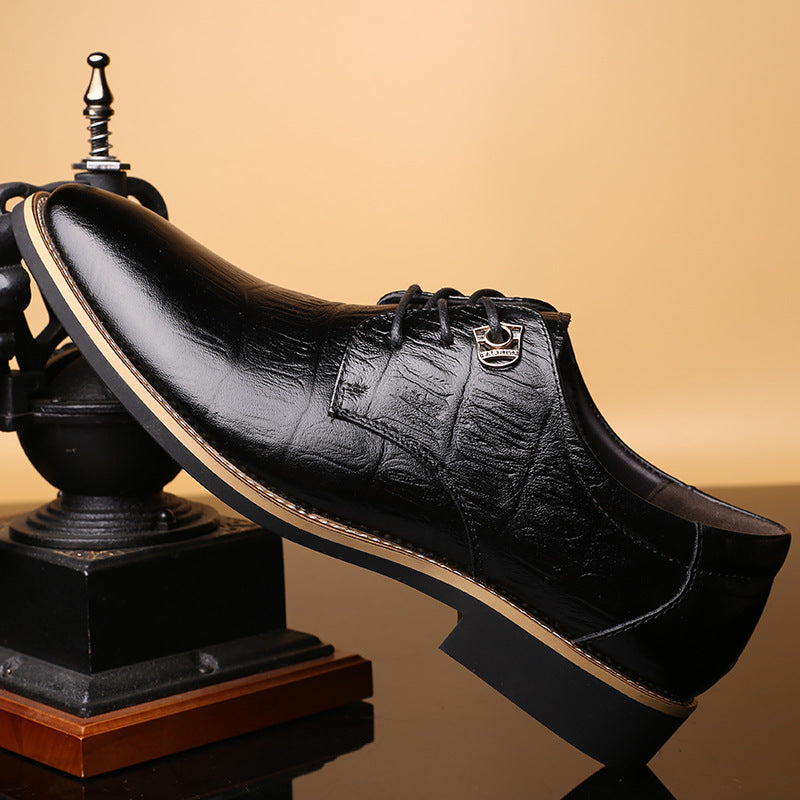 Leather Crocodile Pattern Men's Shoes