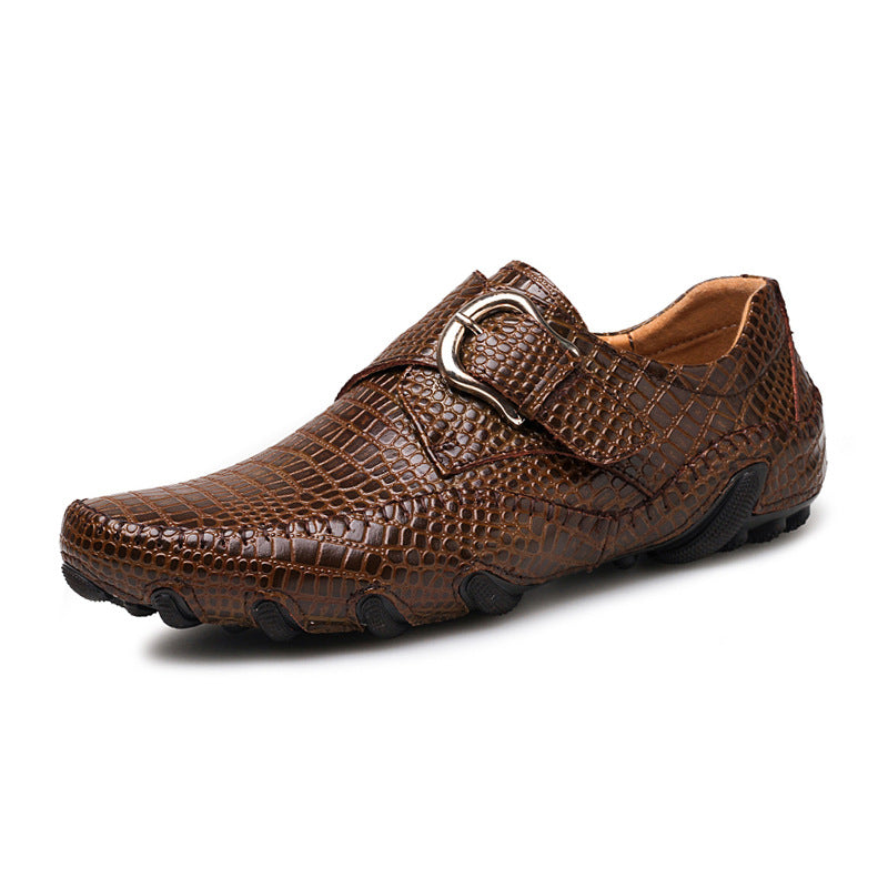 Casual British Crocodile Pattern Breathable Leather Men's Shoes