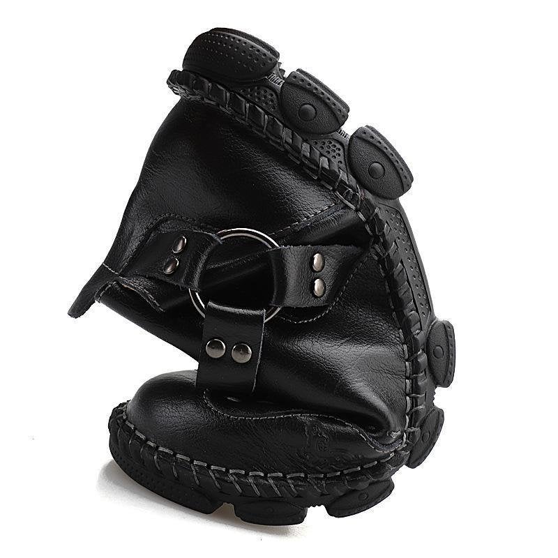 Large Size Hand Stitching Genuine Leather Non-Slip Retro Ankle Boots