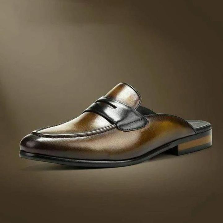 Men's Leather Half Drag British Lazy Shoes