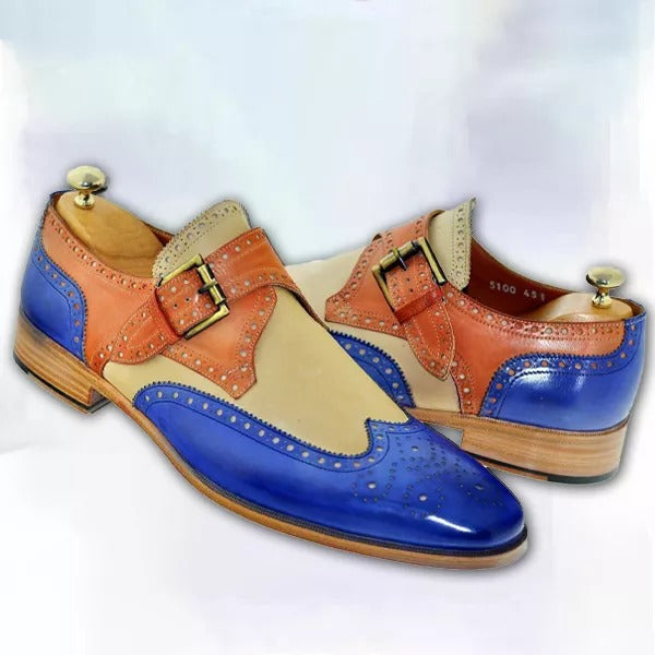 Men Vintage Buckle Leather Brogue Dress Shoes
