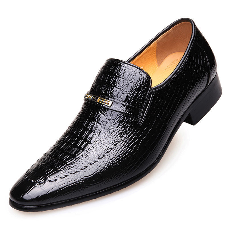 Fashion Business Men's Pointed Toe Crocodile Leather Flat Shoes