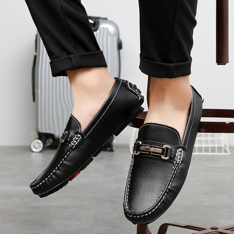 Men Breathable Indoor Outdoor Slip on Leather Shoes