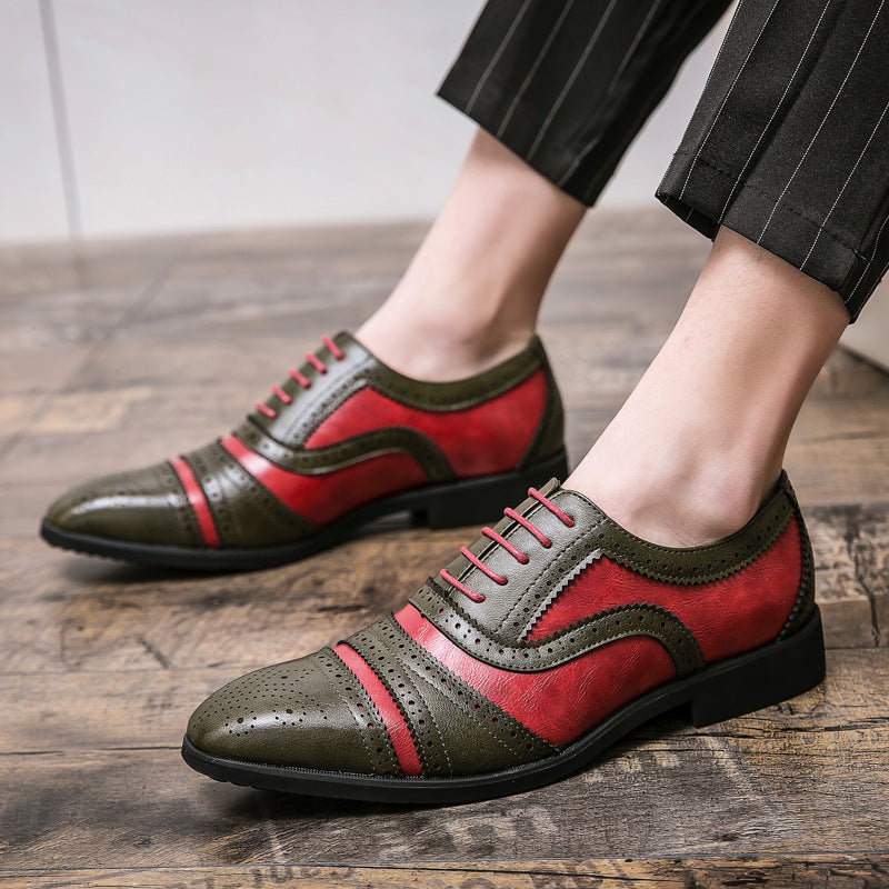 Men's Business Stitching Color Leather Shoes