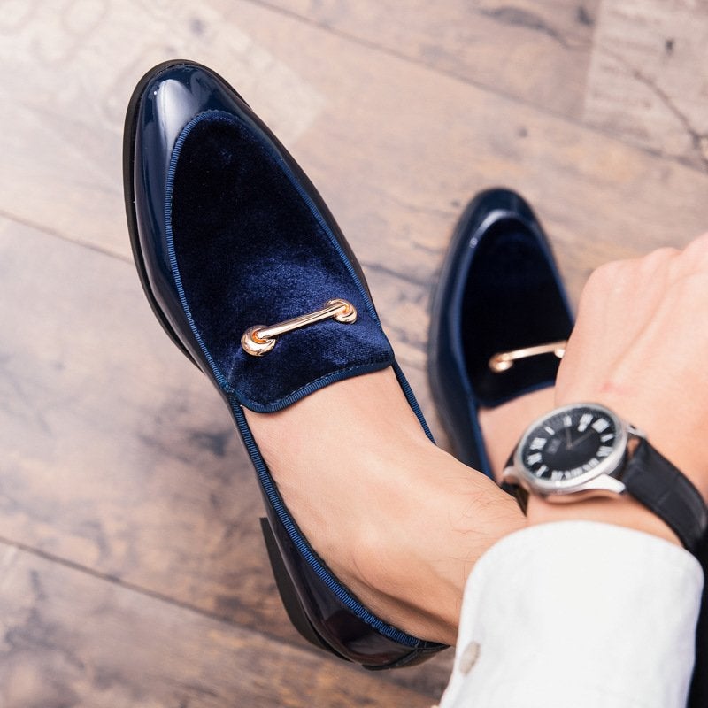 New Style Suede Stitching British Style Pointed Casual Shoes