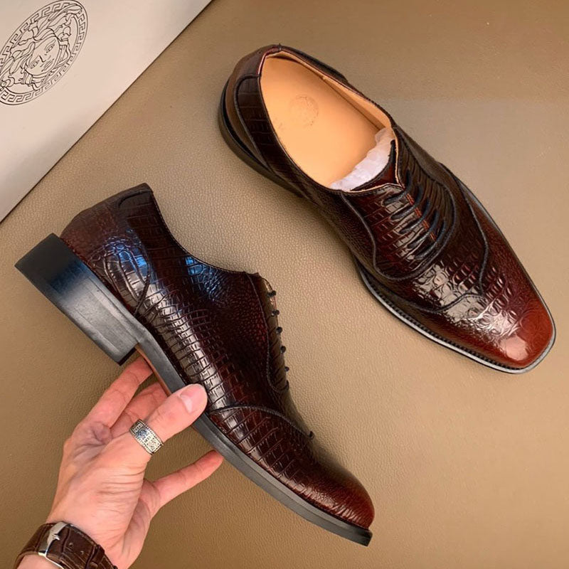 Retro Crocodile Pattern Formal Leather Business Style Men Shoes