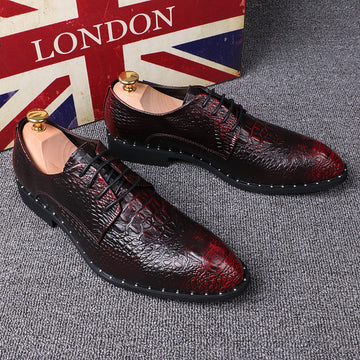 Men's Crocodile Pattern Pointed Toe Business Dress Shoes