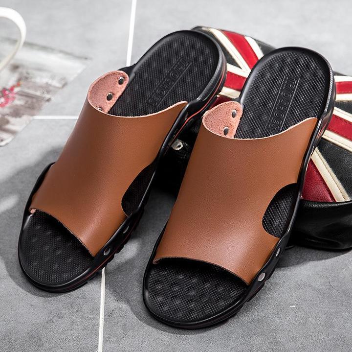 Men's Lightweight Outdoor Leather Slippers