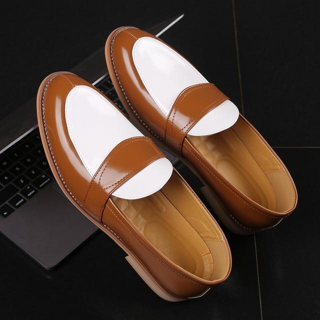 Men Dress Shoes Luxury Leather Slip-on Flat Loafers Formal Shoes
