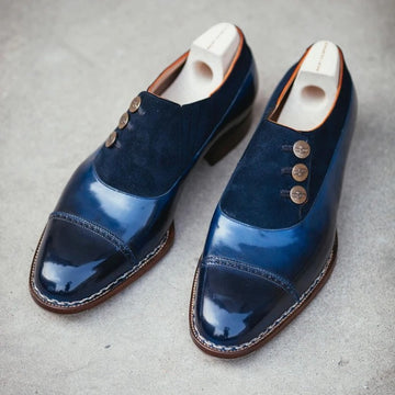 Blue Button Men's Leather Shoes