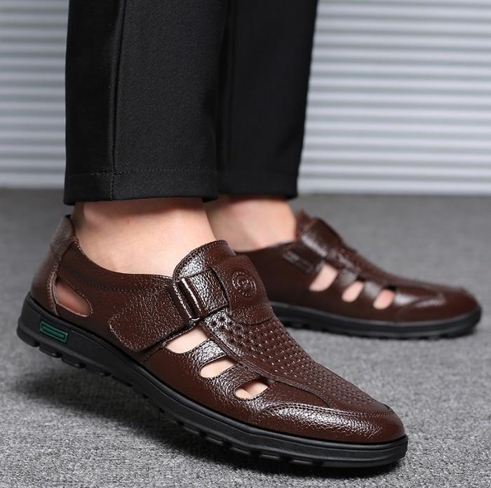 Men's Leather Roman Sandals Slippers