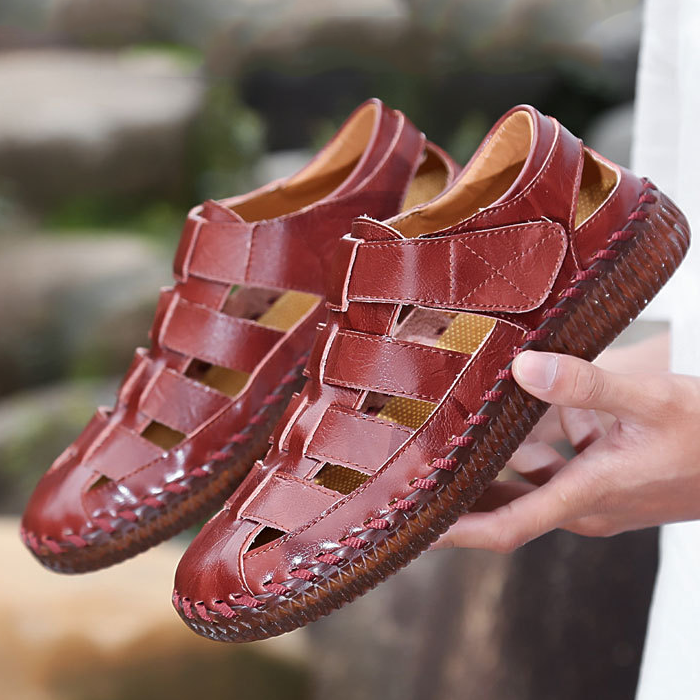 Men's Hand Stitching Outdoor Leather Dress Sandals