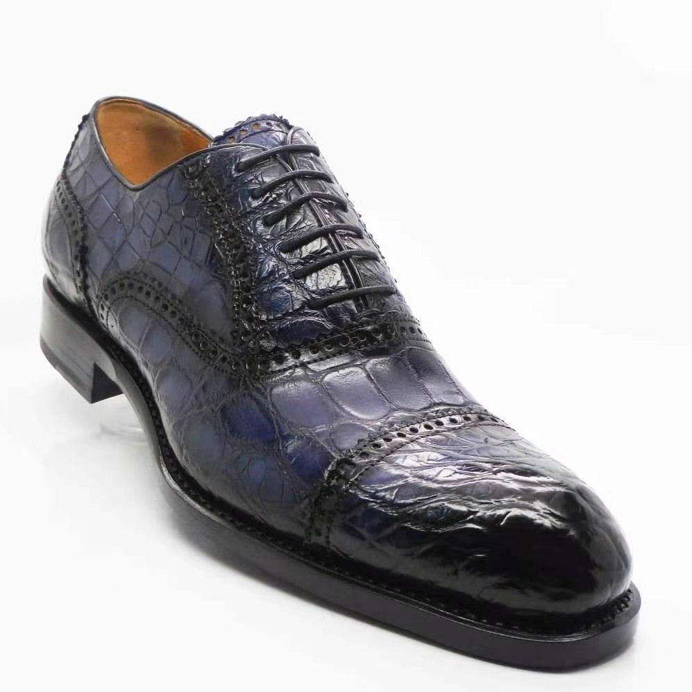 Low-cut Crocodile Print Brogues Shoes