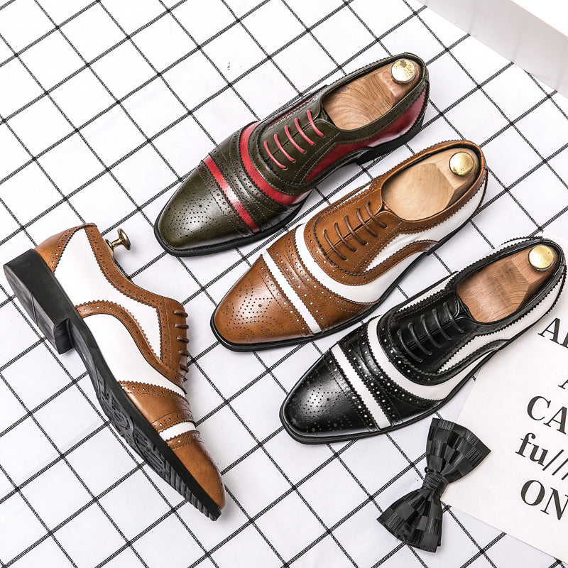 Men's Business Stitching Color Leather Shoes