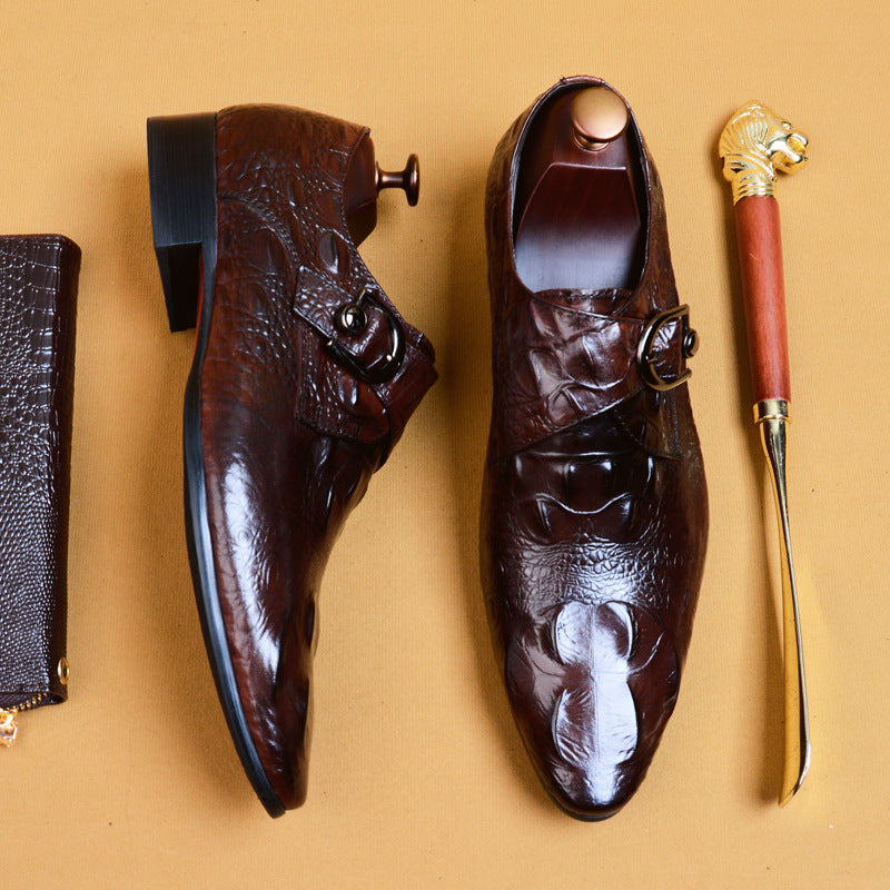 Men's Crocodile Leather Buckle Shoes