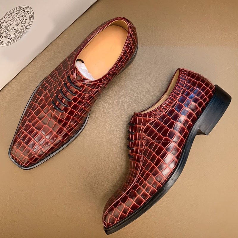 Retro Crocodile Pattern Formal Leather Business Style Men Shoes