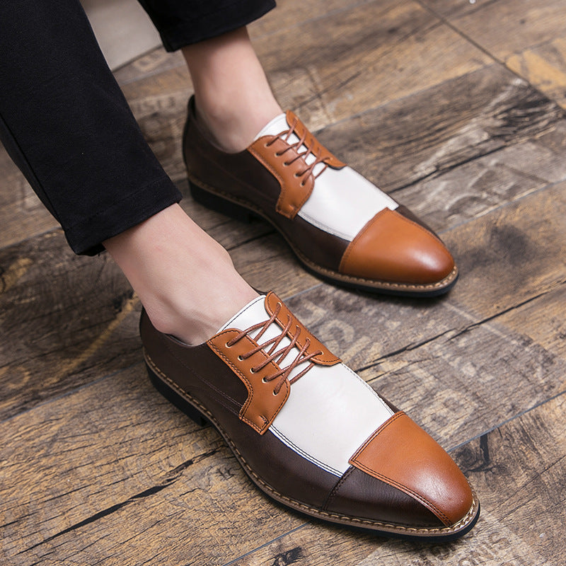 Men's Formal Dress Fashion Contrast Color Business Leather Shoes