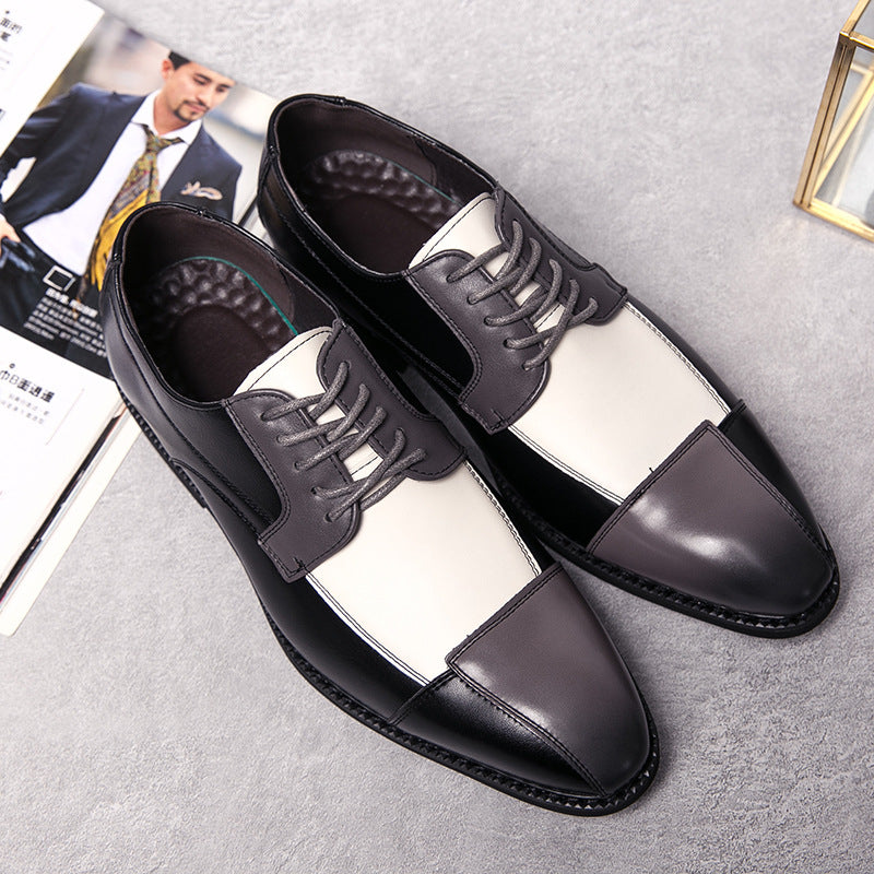 Men's Formal Dress Fashion Contrast Color Business Leather Shoes