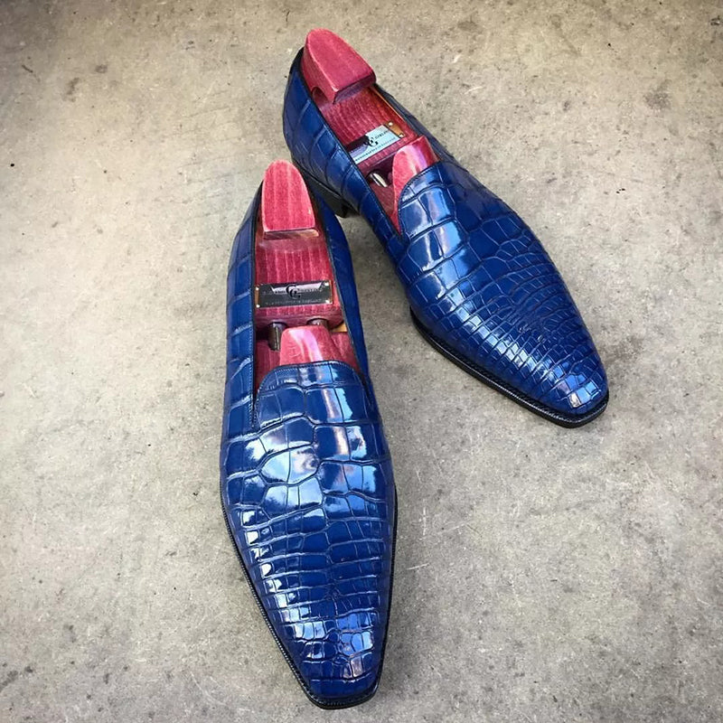 Handmade Men's Leather Bowknot Slip-On Shoes