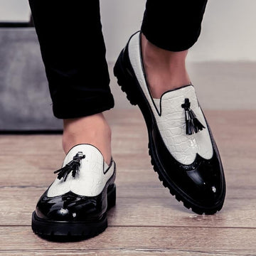 Casual Men's Dress Shoes With Tassel Flat Heel Loafers