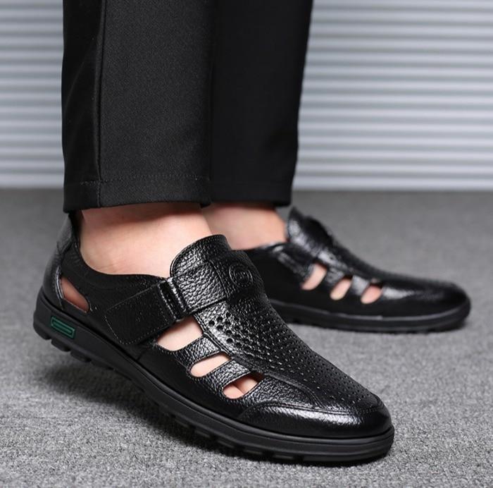 Men's Leather Roman Sandals Slippers