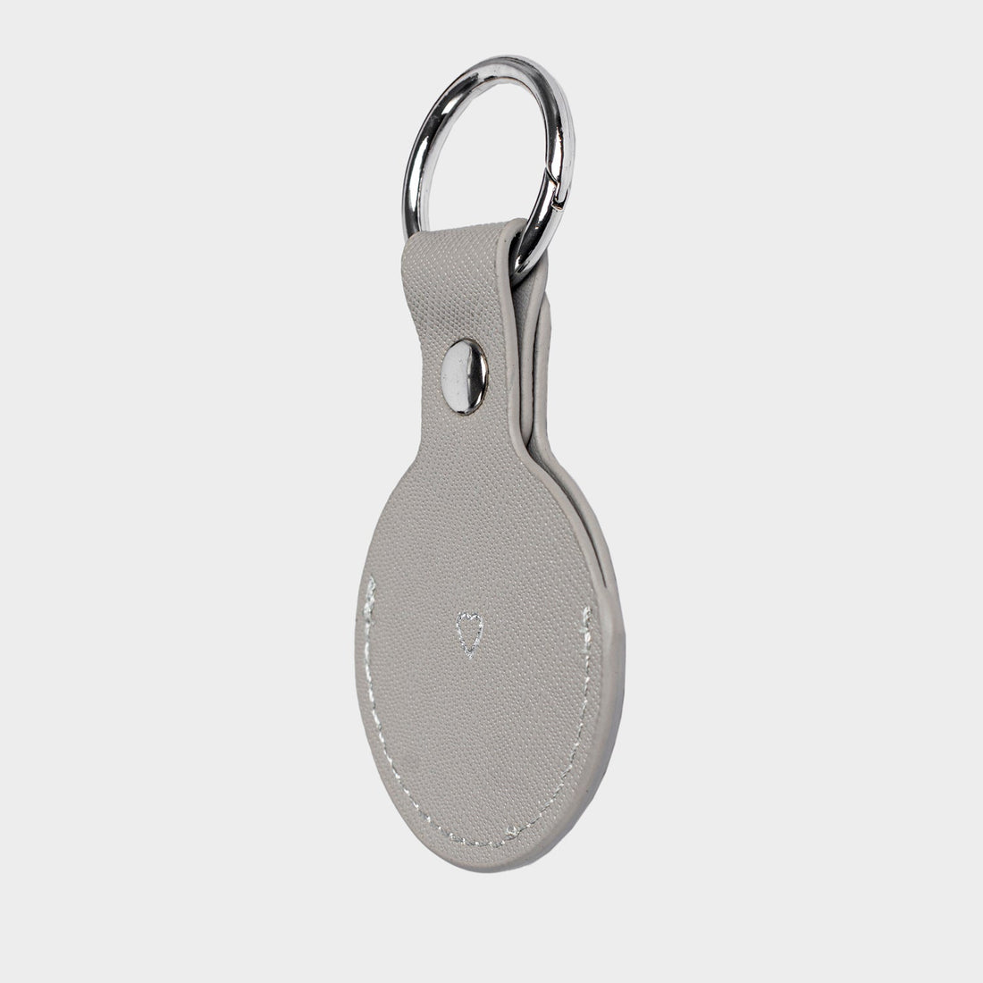 Dove Grey Saffiano Leather Personalized Airtag Keyring