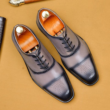 Bullock Square Toe Leather Dress Shoes