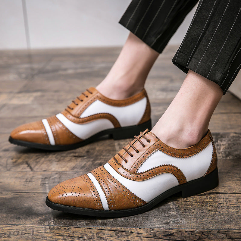 Men's Business Stitching Color Leather Shoes