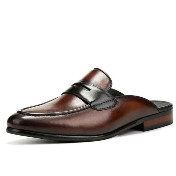 Men's Leather Half Drag British Lazy Shoes