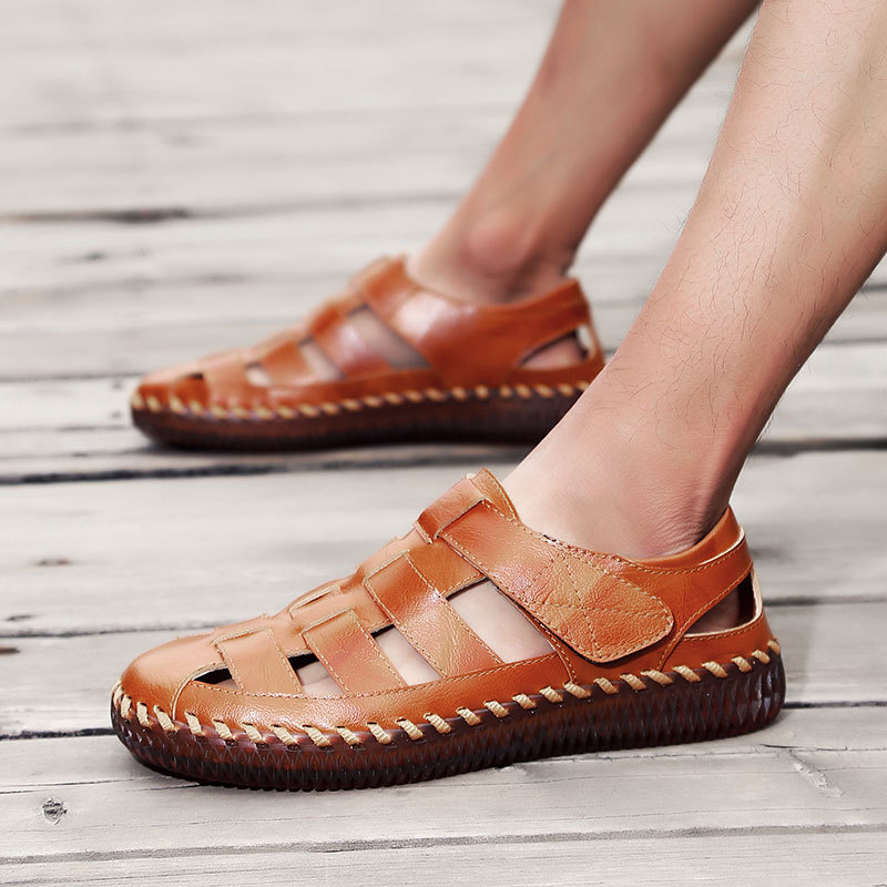 Men's Hand Stitching Outdoor Leather Dress Sandals
