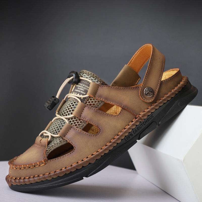 Men'S Summer Cowhide Elastic Outdoor Sandal