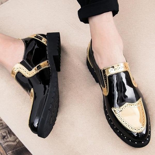 Formal Wedding Men Loafers Patchwork Round Toe