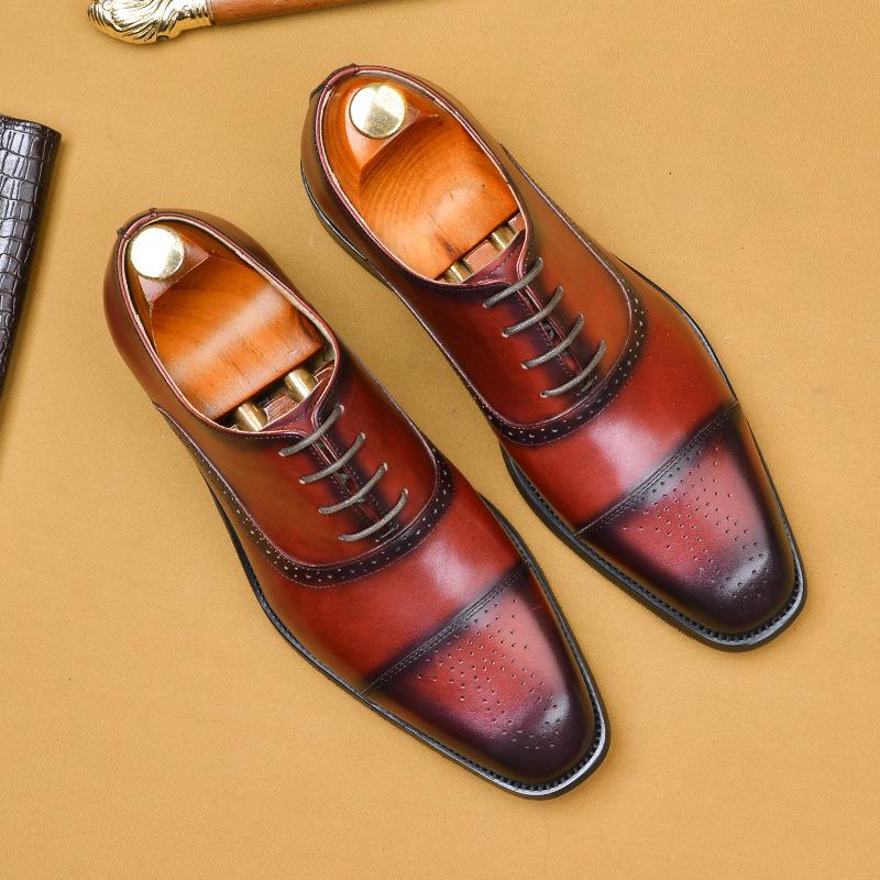 Bullock Square Toe Leather Dress Shoes
