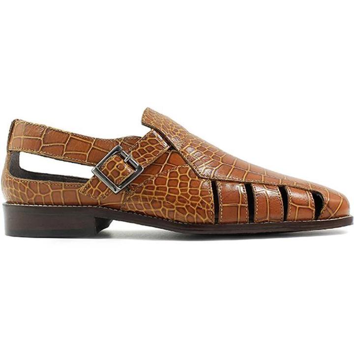 Casual Crocodile Print Leather Fisherman Sandals
