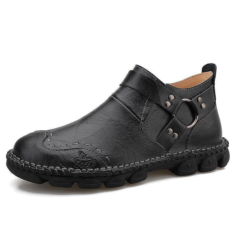 Large Size Hand Stitching Genuine Leather Non-Slip Retro Ankle Boots