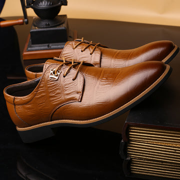 Leather Crocodile Pattern Men's Shoes