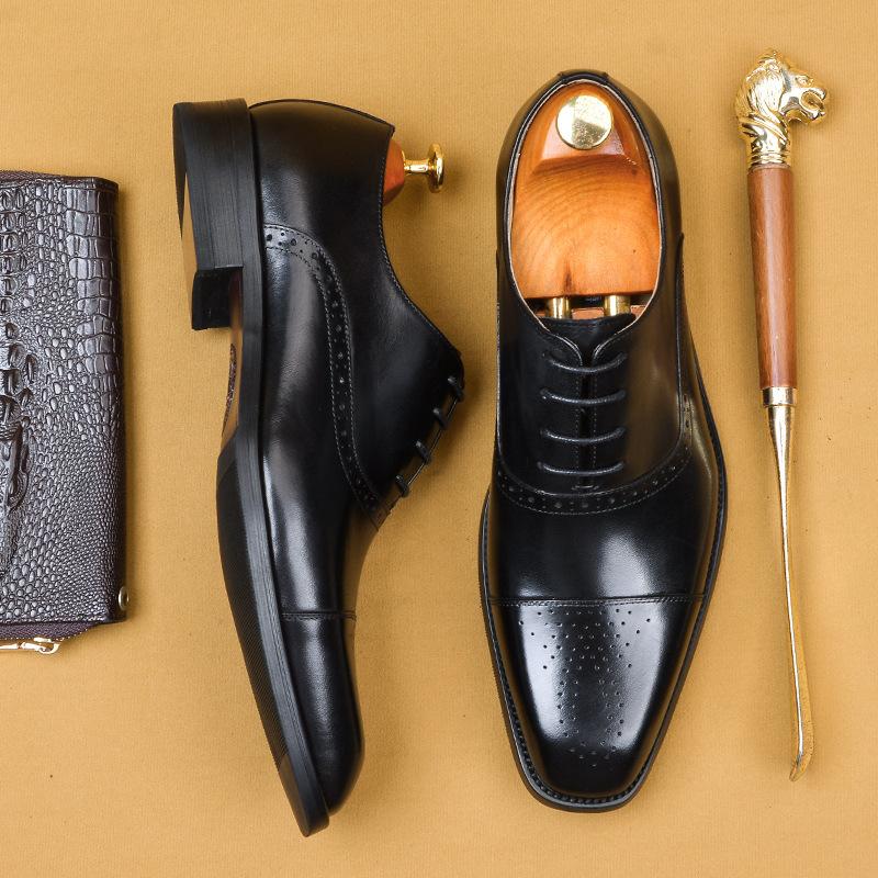 Bullock Square Toe Leather Dress Shoes