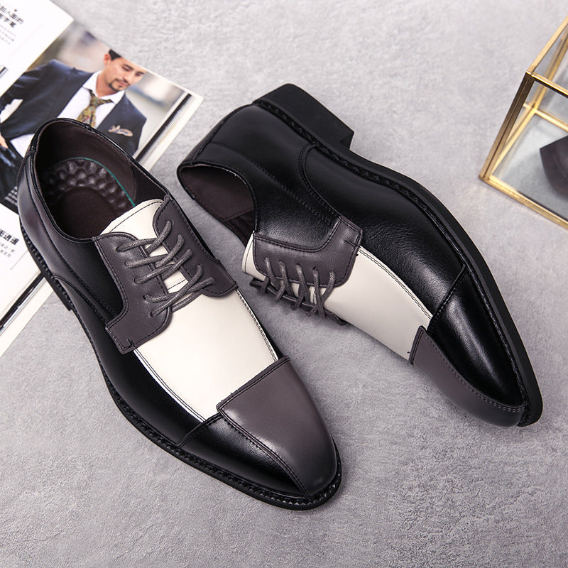 Men's Formal Dress Fashion Contrast Color Business Leather Shoes