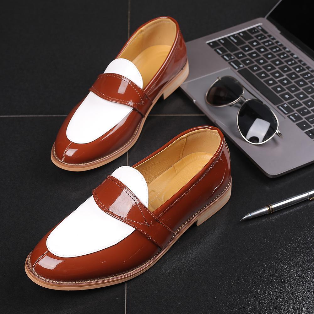 Men Dress Shoes Luxury Leather Slip-on Flat Loafers Formal Shoes