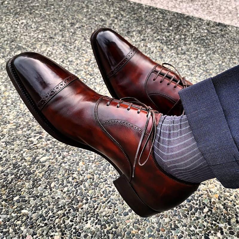 Brown Polished Leather Lace-Up Shoes