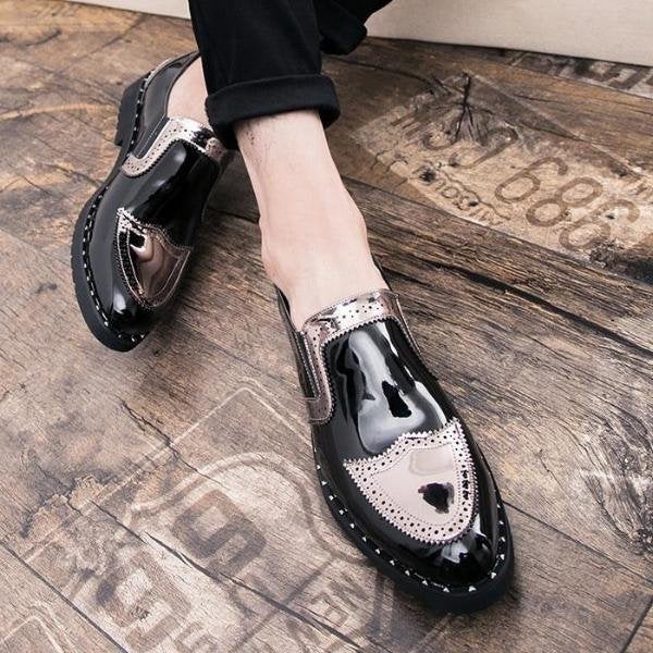 Formal Wedding Men Loafers Patchwork Round Toe